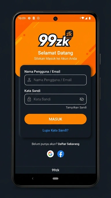 Tampilan halaman login 99zk
