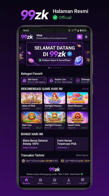 Tampilan kanal resmi 99zk