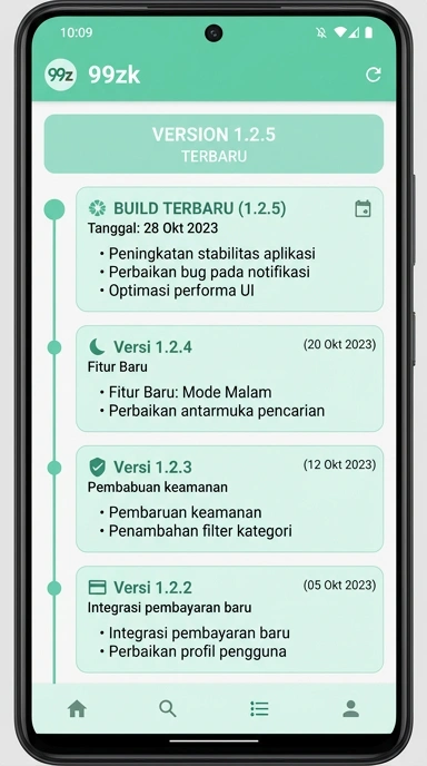 Tampilan riwayat versi 99zk