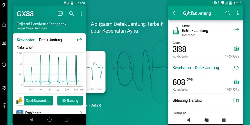 Antarmuka aplikasi GX88 yang menampilkan pemantauan detak jantung real-time.