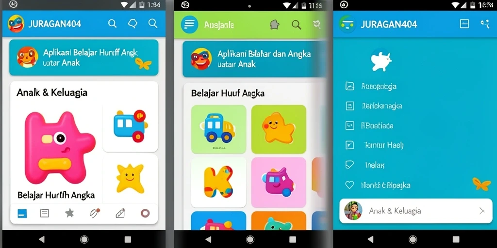 Antarmuka JURAGAN404 yang interaktif dan menarik untuk anak.
