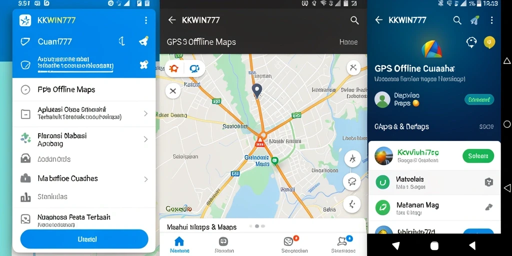 Antarmuka pengguna <strong>KKWIN777</strong> yang intuitif untuk penggunaan GPS Offline Maps.